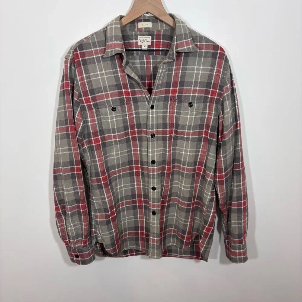 J. Crew Men’s Flannel Classic Plaid Button Down Medium Twill Lumberjack AZ428